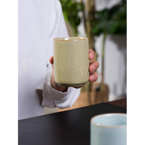 巧陶青瓷茶盃套裝水盃泡茶盃創意隨手盃辦公室會議耐熱酒店招待盃