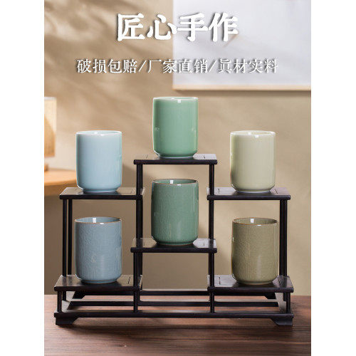 巧陶青瓷茶盃套裝水盃泡茶盃創意隨手盃辦公室會議耐熱酒店招待盃