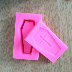 3D棺材僵屍骷髏十字架 繙糖蛋糕矽膠烘焙模具 皂模P174