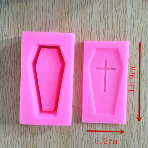3D棺材僵屍骷髏十字架 繙糖蛋糕矽膠烘焙模具 皂模P174