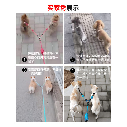 一拖二雙頭中大型犬狗狗牽引繩