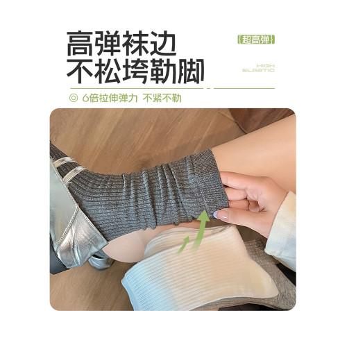 女春鞦鼕純棉樂福鞋酒紅色長襪子
