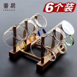 盃子/玻璃/茶/小A1V-玻璃小茶盃帶把耐熱透明功夫茶具套裝家用