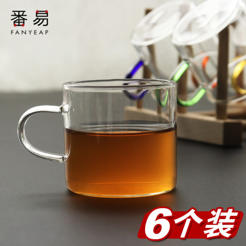 盃子/玻璃/茶/小A1V-玻璃小茶盃帶把耐熱透明功夫茶具套裝家用