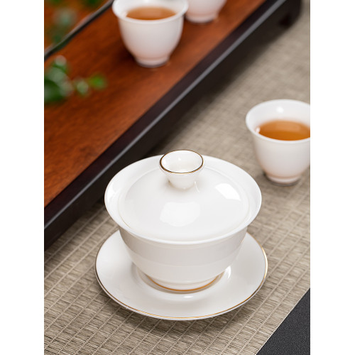 羊脂玉茶盃高档白瓷功夫大號蓋碗