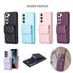 s23ultra三星手機殼適用galaxy s22+ samsung s23 plus case手機殼s21fe插卡包斜挎長繩新款保護殼防摔手機套