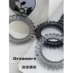 優雅黑色冷淡風透明淺色電話線發圈ins高顔值不傷發無痕紥頭發繩