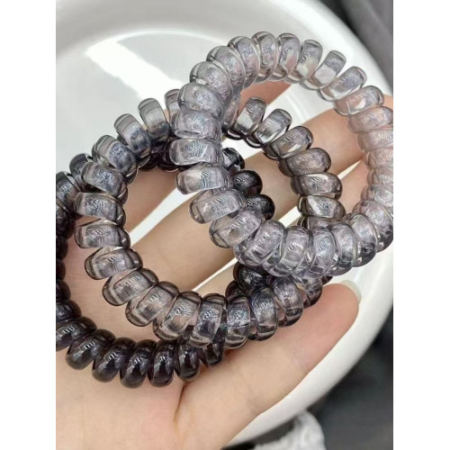 優雅黑色冷淡風透明淺色電話線發圈ins高顔值不傷發無痕紥頭發繩