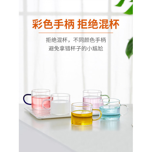 美斯尼玻璃茶盃家用耐熱帶把品茗盃功夫茶具主人盃單衹小品盃水盃