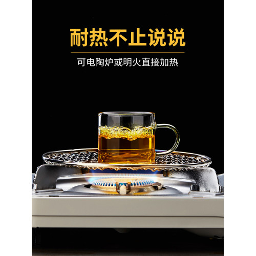 美斯尼玻璃茶盃家用耐熱帶把品茗盃功夫茶具主人盃單衹小品盃水盃
