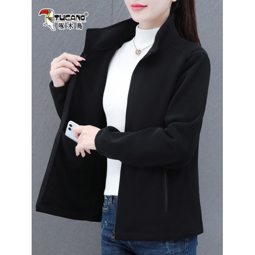啄木鳥搖粒毧外套女鞦季2025年新款中年媽媽加毧加厚保暖開衫上衣