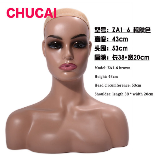 黑色歐美帶肩膀半身女模型頭白皮膚假人頭假發模特頭模支架展示架