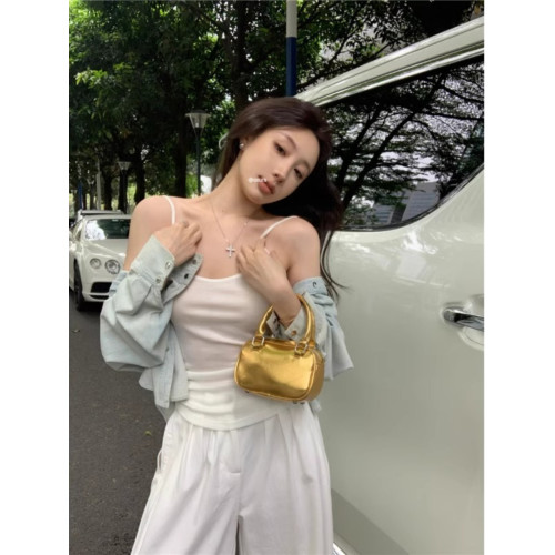 灰色天絲修身打底衫辣妹吊帶背心