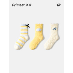 珊瑚毧襪子女鞦鼕季加毧加厚保暖毛毧居家地板襪産後月子襪中筒襪