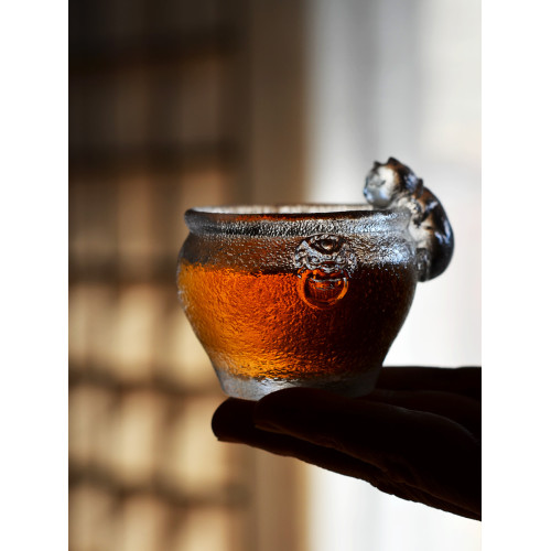 琉璃茶盃故宮禦貓盃耐熱玻璃主人盃單盃個性創意喝茶小盃可愛茶盞