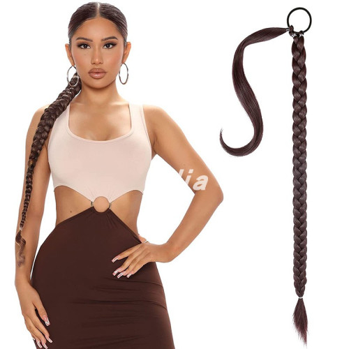 Long Braided Ponytail Extension with Hair Tie Wrap Around