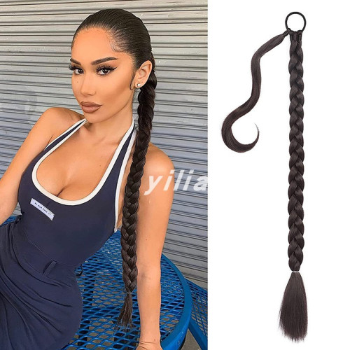 Long Braided Ponytail Extension with Hair Tie Wrap Around