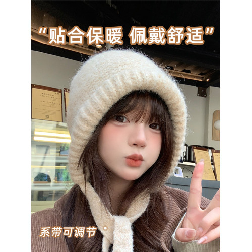 鞦鼕季安可拉紅色女針織毛線帽