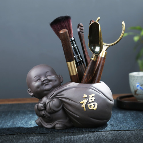 茶寵茶桌擺件精品可養變色招財金蟾貔貅紫砂茶道六君子茶具配件