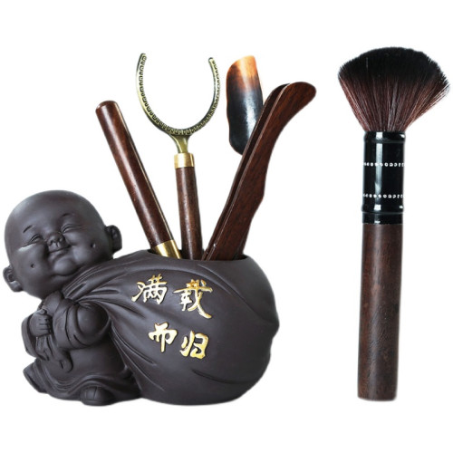 茶寵茶桌擺件精品可養變色招財金蟾貔貅紫砂茶道六君子茶具配件