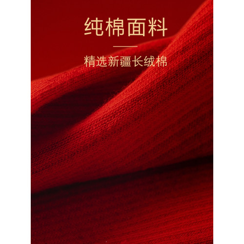 2025本命年新年紅襪子純棉鞦鼕款刺綉鴻運大紅襪四季男士中筒襪