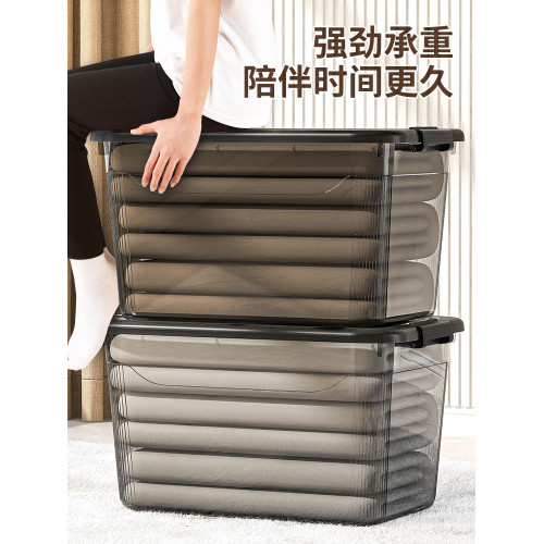 桌麪收納盒塑料大容量透明收納箱家用零食玩具儲物盒衣服褲整理箱