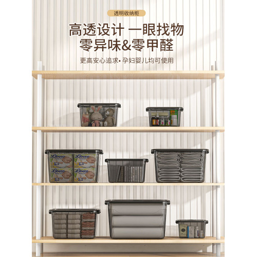 桌麪收納盒塑料大容量透明收納箱家用零食玩具儲物盒衣服褲整理箱