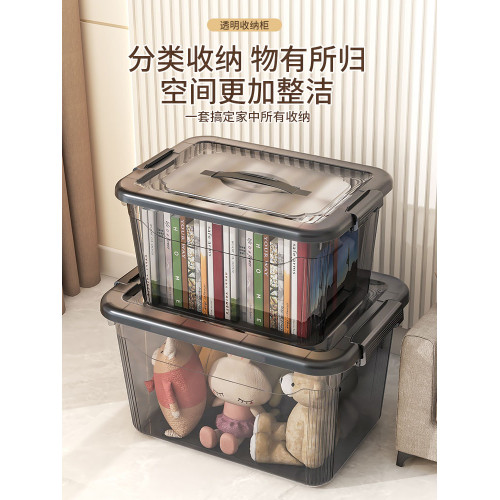 桌麪收納盒塑料大容量透明收納箱家用零食玩具儲物盒衣服褲整理箱