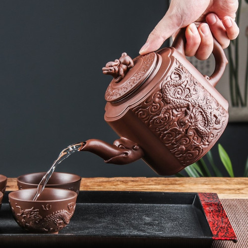 網紅紫砂壺大號容量不鏽鋼濾網泡茶器家用花茶壺功夫茶具茶盃套裝