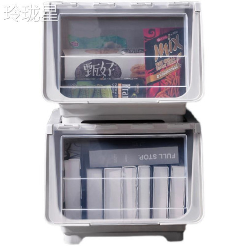 前開式收納箱河馬口整理箱衣服箱子儲物箱帶滑輪家用臥室前開門