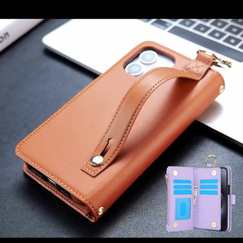 適用iphone15promax手機殼插卡錢包蘋果14plus手機殼13pro指環釦12 pro max case腕帶手機殼ip11斜挎高档皮套