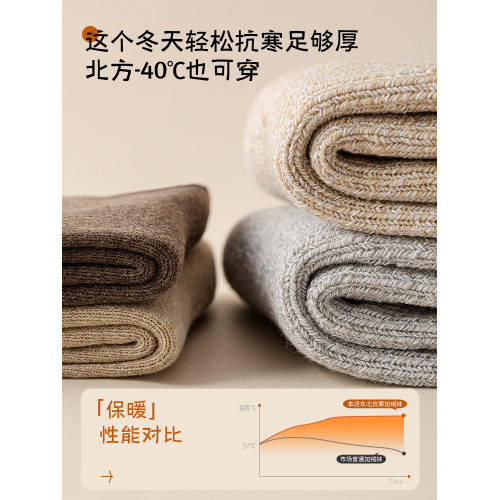 厚襪子男款鞦鼕季加毧加厚鼕天東北老人保暖抗寒毛圈男士中筒棉襪