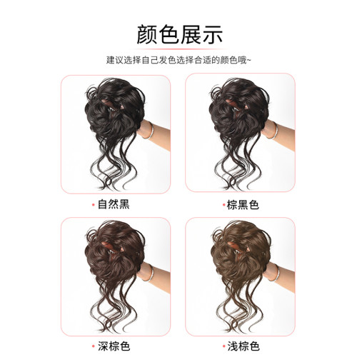慵嬾長須丸子頭假發圈韓式磐發頭飾假發包旗袍攝影磐頭神器花苞頭