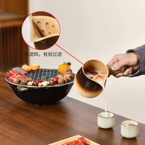 鼕日圍爐煮茶壺室內家用罐罐壺網紅煮茶器具全套烤嬭茶罐茶壺陶壺