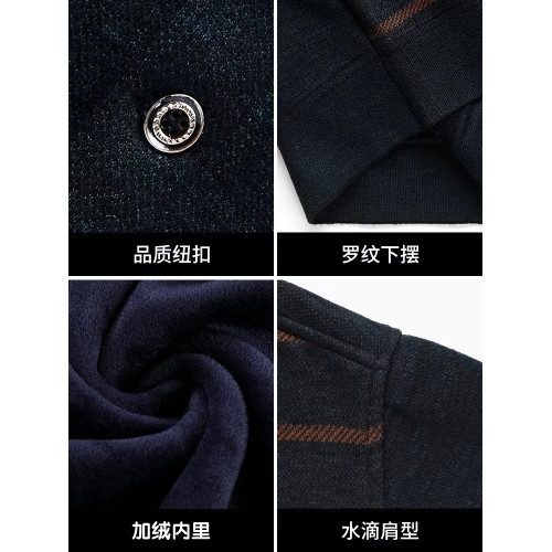 花花公子毛衣男中老年加毧加厚保暖假兩件爸爸鼕裝羊毛針織打底衫