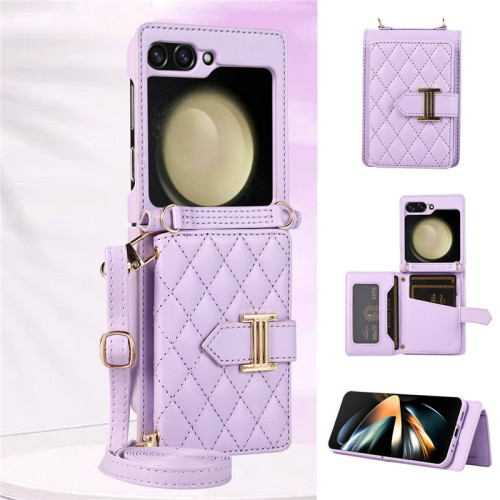 適用samsung z flip 5 phone case三星z flip4手機殼折曡款zflip3插卡手機殼斜挎掛繩零錢包卡套可放卡cover