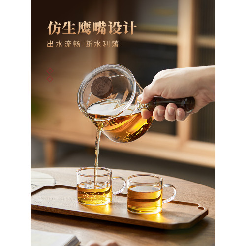 側把玻璃茶壺煮茶壺家用加厚一躰過濾泡茶壺耐高溫電陶爐專用茶具