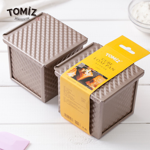 TOMIZ富澤商店烘焙器具水立方帶蓋吐司盒鋁郃金不沾麪包烘焙模具