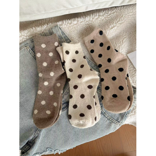 襪子女波點保暖日系羊毧鼕天襪子