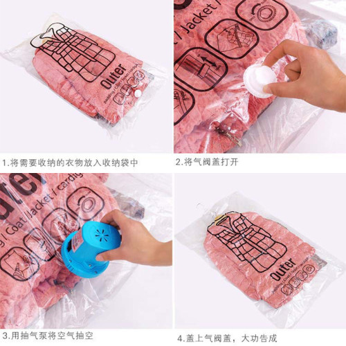 家用側拉懸掛抽氣真空壓縮袋透明吊掛式羽毧服衣服防塵收納袋