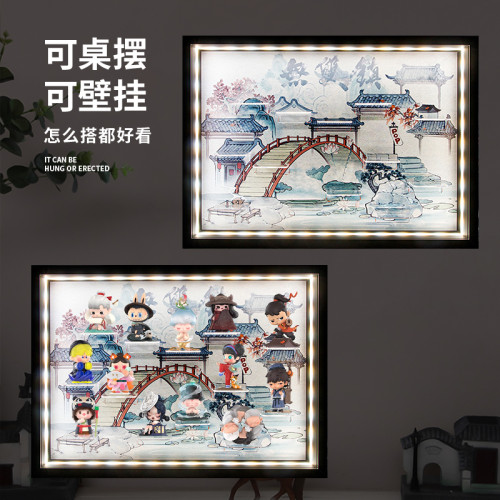 POPMART泡泡瑪特無雙鎮十四周年系列手辦盲盒場景展示盒sp labubu