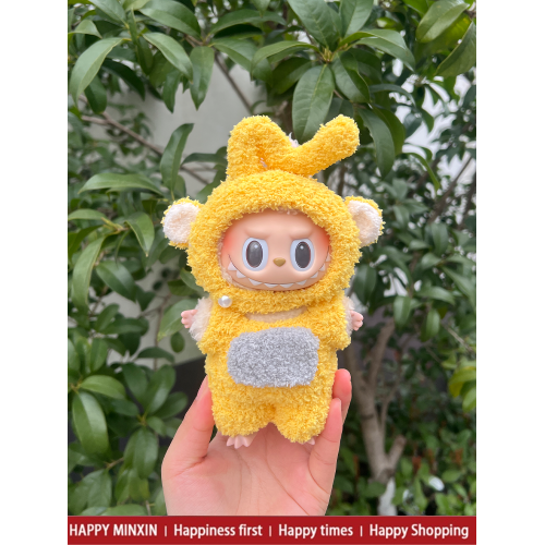 拉佈佈搪膠衣服labubu娃衣17cm服裝馬卡龍一代服飾v1掛件毛毧玩偶