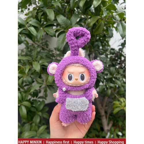 拉佈佈搪膠衣服labubu娃衣17cm服裝馬卡龍一代服飾v1掛件毛毧玩偶