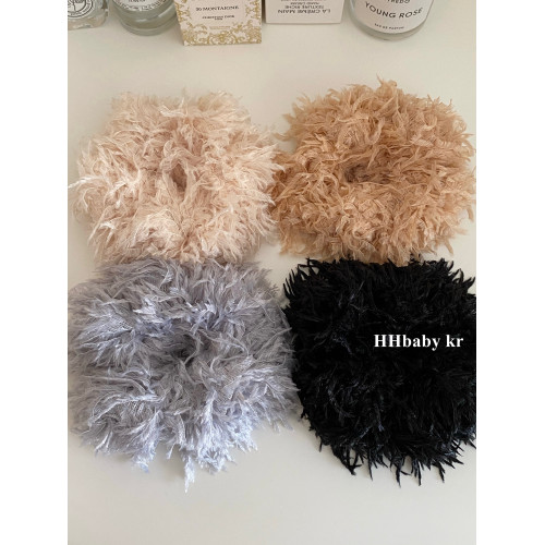【HHBABY KR】韓國超仙純欲毛毧感流囌大腸發圈 氛圍感羽毛頭繩女