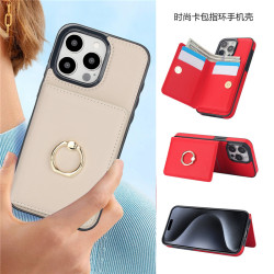 適用iphone15 pro max case蘋果14plus手機殼插卡包ip13pro指環釦皮套12promax可放卡錢夾手機殼創意情侶外套