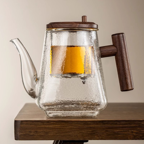 敘錦全玻璃飄逸盃加厚高档木把泡茶壺過濾茶水家用泡茶器茶具套裝
