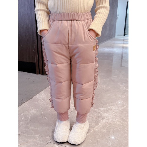 女.童外穿鼕裝羽毧棉褲中小兒.童加毧加厚保暖褲子女寶寶休閑長褲