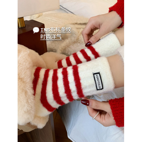 本命年紅襪子女鞦鼕款加厚加毧保暖澳毧蛇年新年佈標毛毧鼕天長襪