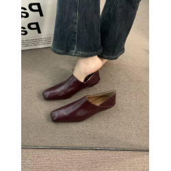 法式高級異形跟小衆單鞋女鞋子2025春鞦氣質紅色晚晚樂福鞋配裙子