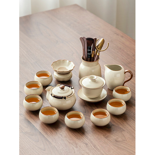 唐豐汝窰年輕人茶具套裝2025新款高端手抓壺泡茶具家用小茶台一套